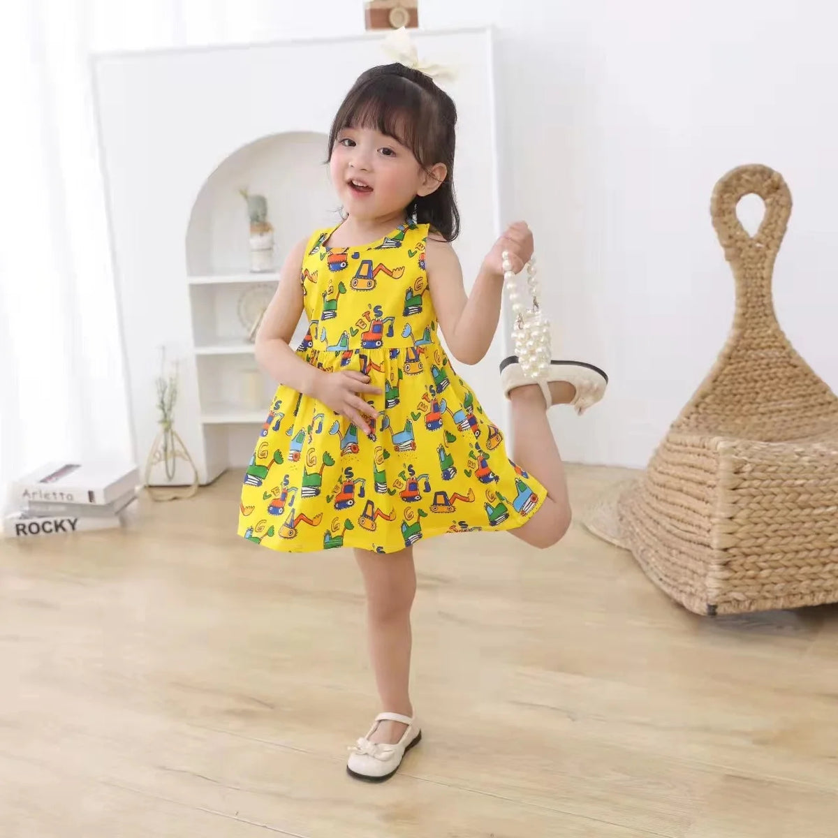 Cotton Summer Dress for Girls – Sleeveless Floral Princess Party Outfit, Perfect Kids Clothing