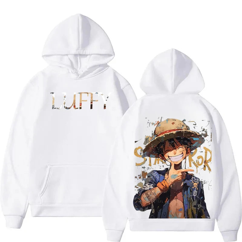 One Piece Luffy Anime Hoodie for Men and Women, Oversized Harajuku Y2K Pullover Sweatshirt, Casual Sports Hoodie