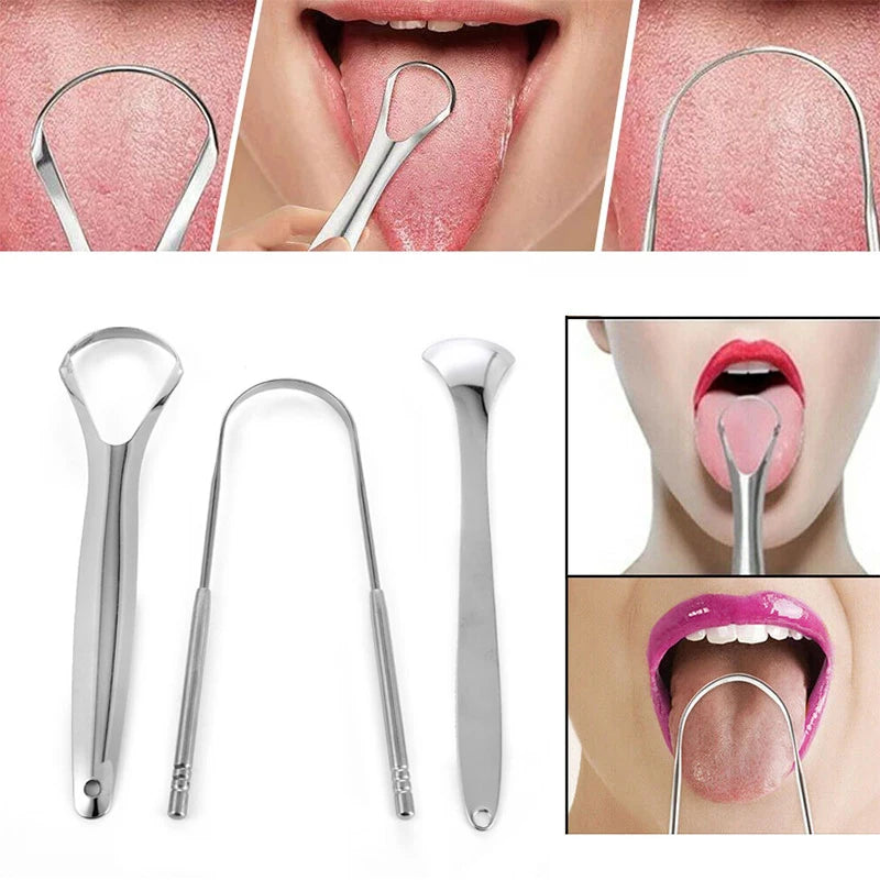 Stainless Steel Tongue Scraper - Oral Hygiene Cleaning Tool