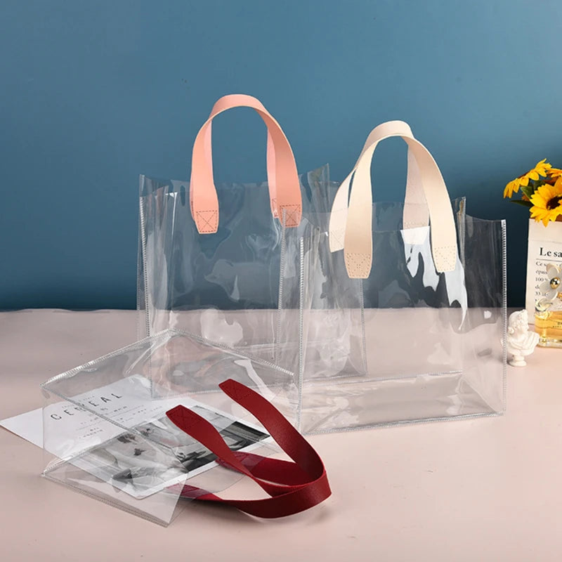 Transparent Summer Tote - Large Capacity PVC Waterproof Bag for Travel &amp; Shopping