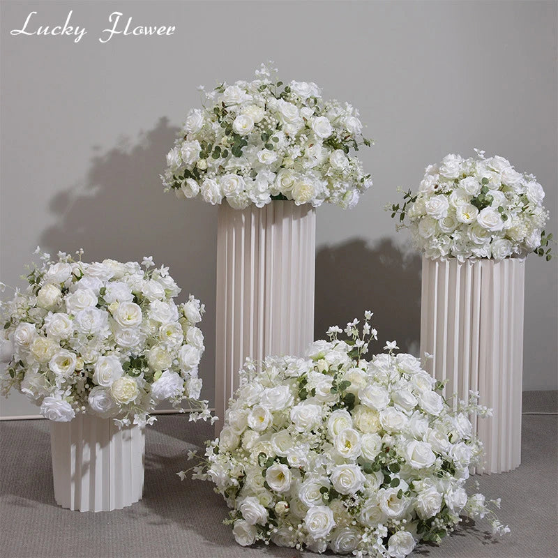 Customized White Silk Hydrangea Flower Ball: Wedding Table Centerpiece Decoration