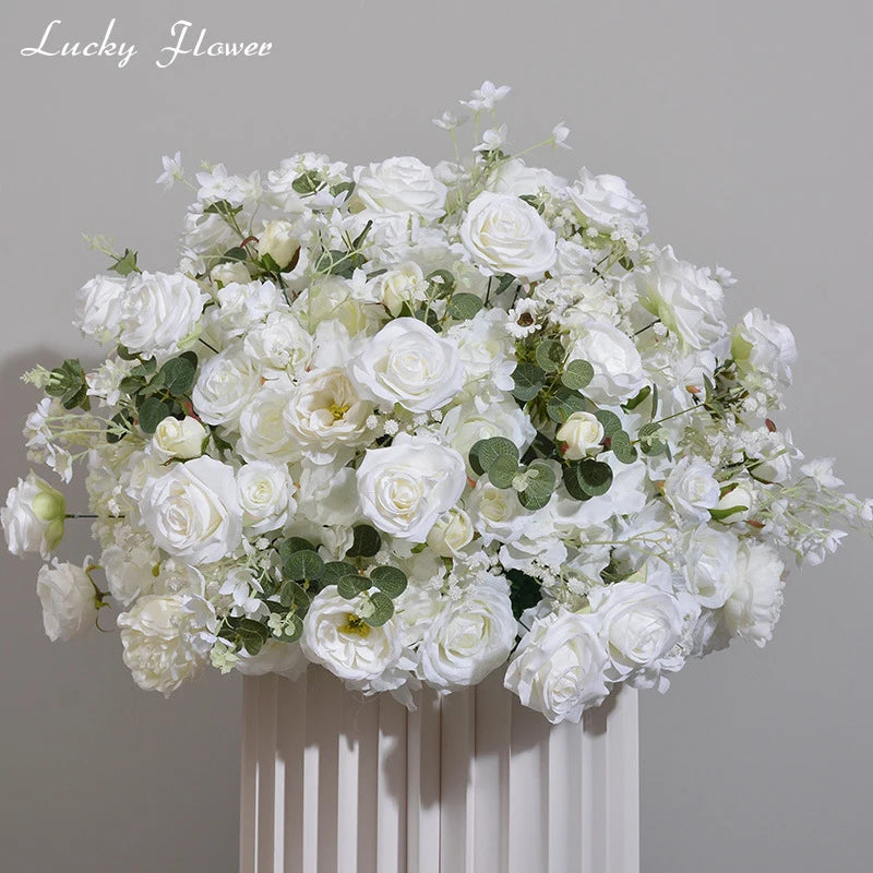 Customized White Silk Hydrangea Flower Ball: Wedding Table Centerpiece Decoration