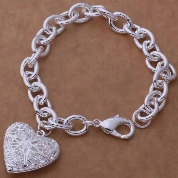 925 Sterling Silver Heart Bracelet for Women and Men, High-Quality Romance Chain Fashion Jewelry for Engagement, Party and Wedding Gift