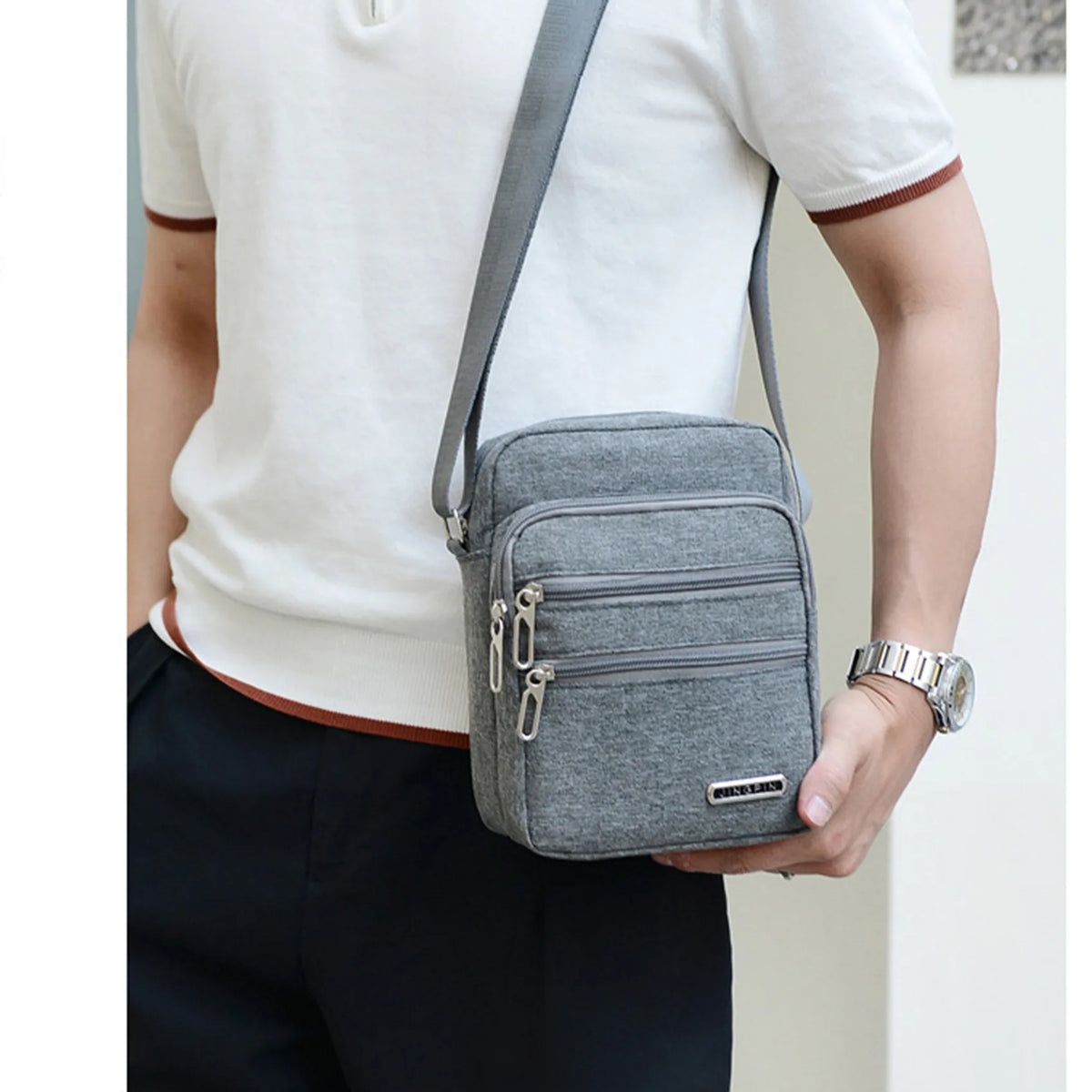 Men&#39;s Waterproof Shoulder Bag - Large Capacity Multi-Layer Crossbody Handbag for Business &amp; Leisure