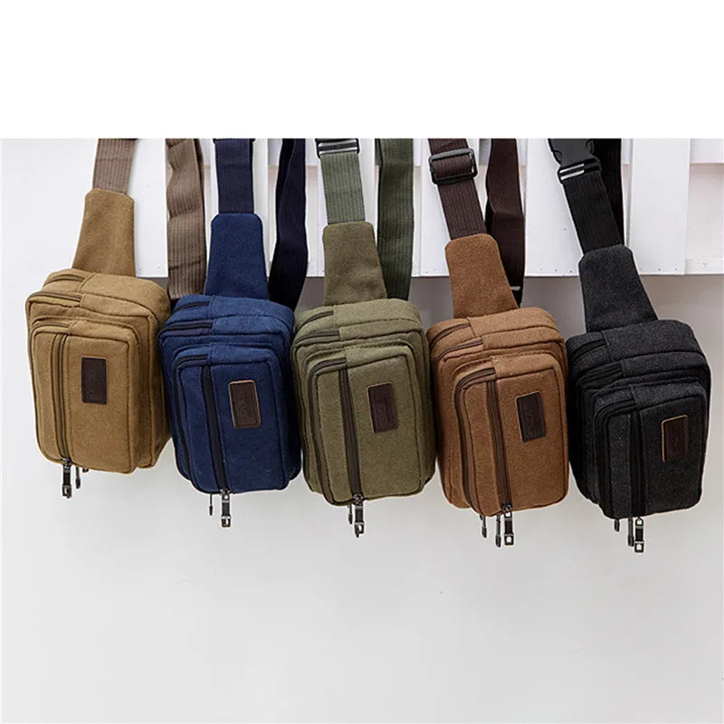 Canvas Waist Bag - Durable Multifunctional Outdoor Pack for Men, High Capacity Portable Phone Purse