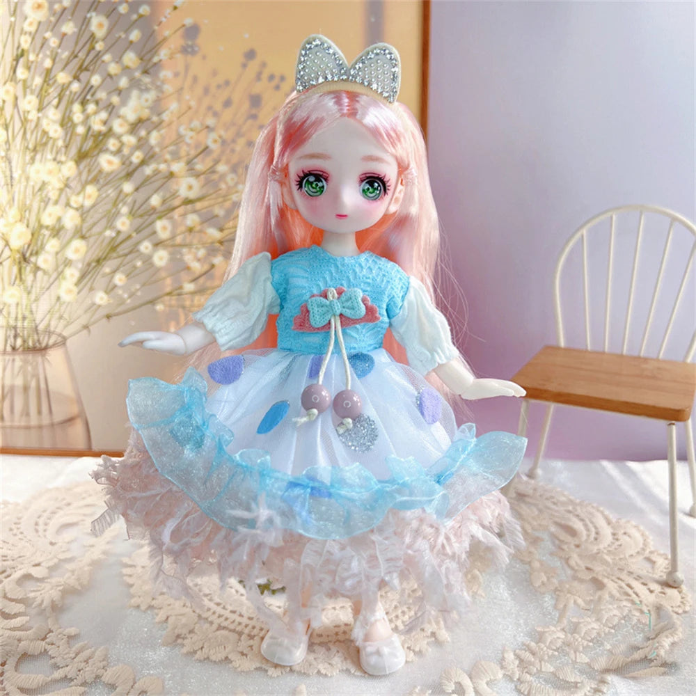 23cm BJD Doll with 3D Eyes and Movable Joints, DIY Dress-Up Doll with Clothes, Birthday Gift for Girls