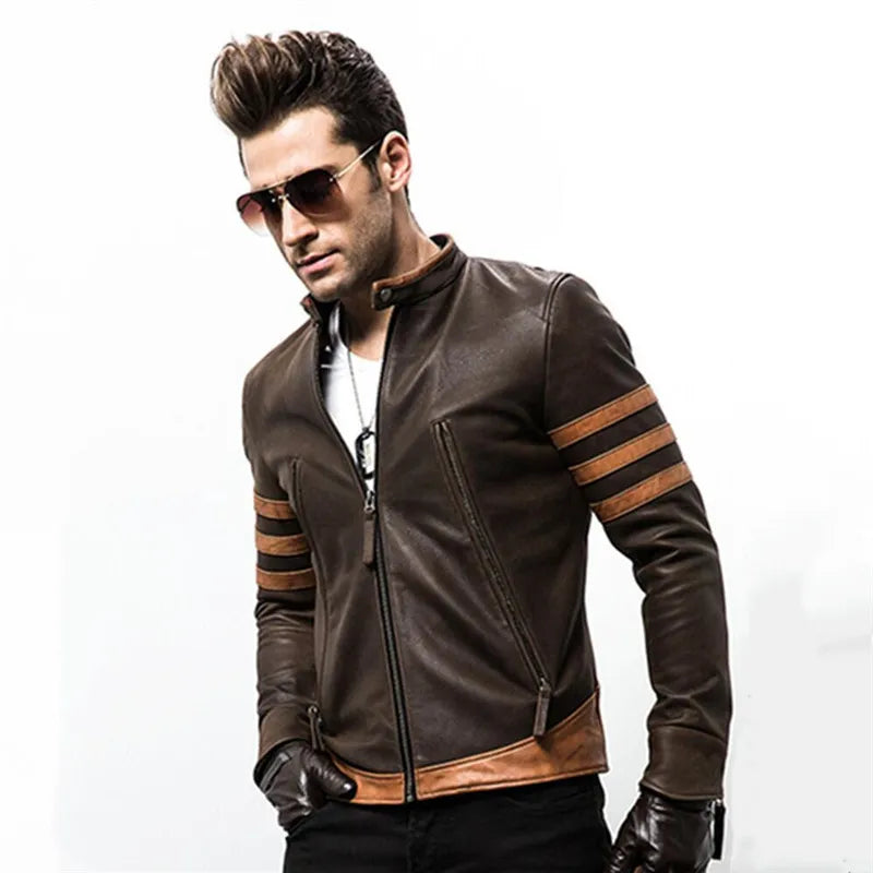 2023 Autumn Men&#39;s Zipper Leather Jacket Wolverine Casual PU Leather Locomotive Coat Logan Bomber Jacket Slim Coats