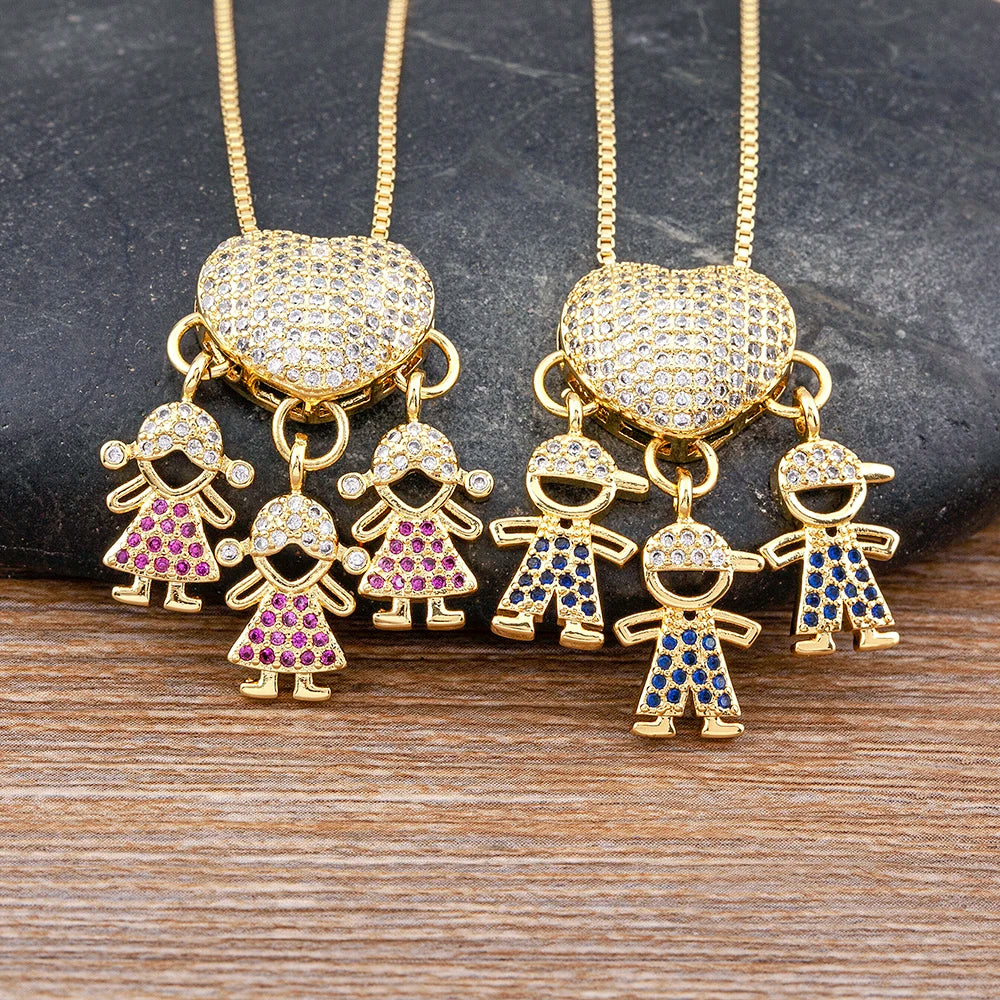 Nidin Luxury Crystal Zircon Heart Pendant Necklace for Girls and Boys, Romantic Inlaid Design Fashion