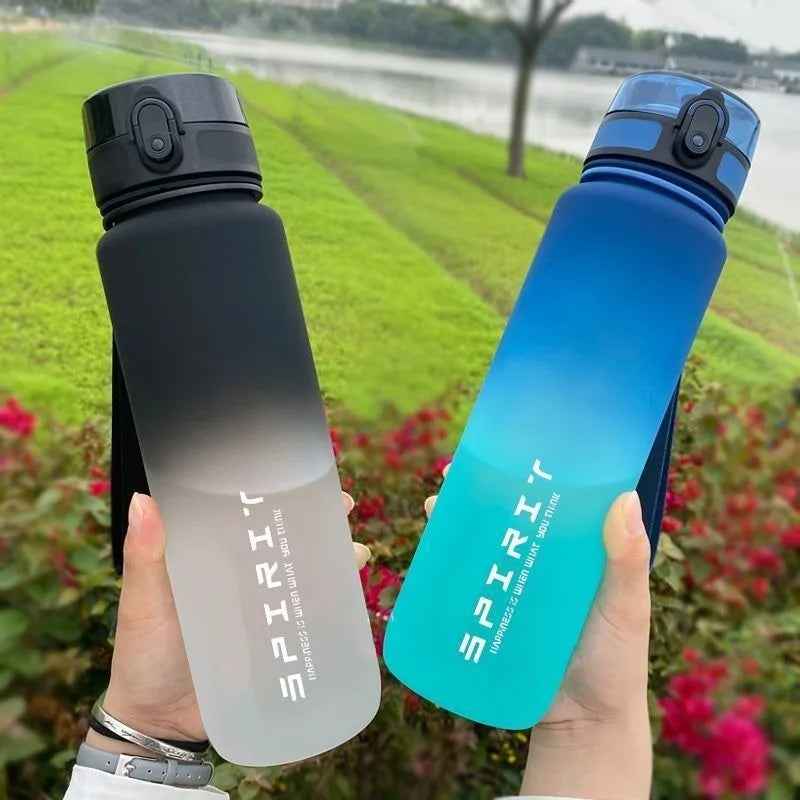 500/1000ML Large Capacity Sports Water Bottle Leak-Proof Colorful Plastic Cup for Outdoor Travel and Gym Fitness