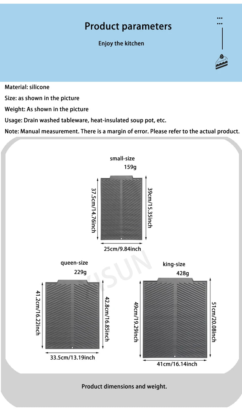 Silicone Draining Board Mat: Eco-Friendly Folding Dish Drying Mat, Large Drain Pad, and Heat-Resistant Drainer for Pots