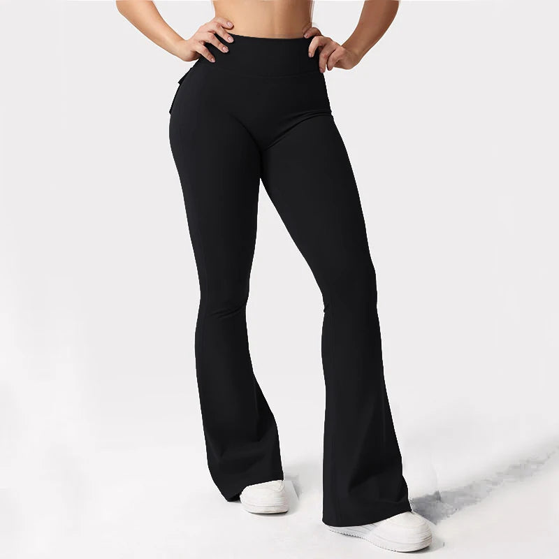 Women&#39;s High-Stretch Wide Leg Yoga Leggings: Naked Feeling Compression Pants with Pockets