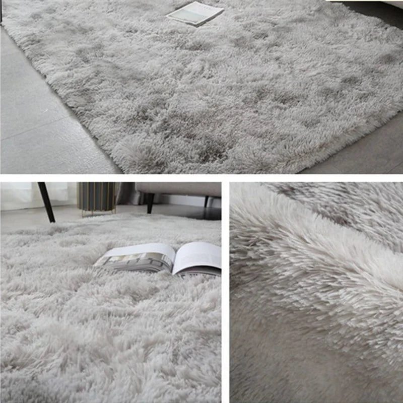 Gray Plush Carpet for Living Room: Soft Velvet Rug and Fluffy Anti-Slip Mat for Bedroom and Kids&#39; Room Home Decor