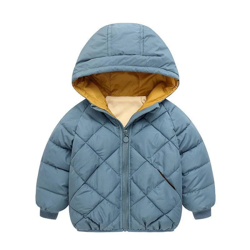 Spring New Children’s Down Jackets – Thick Warm Hooded Coats for Boys and Girls, Fashionable Outerwear for Ages 3-8 Years