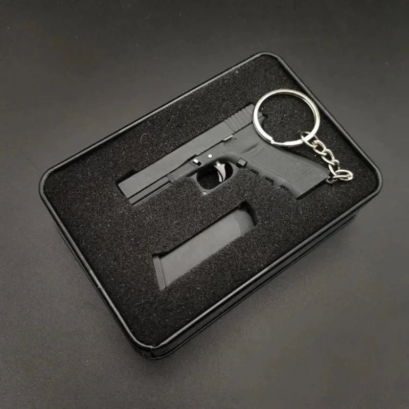 1:3 Scale Glock G17 Mini Pistol Model: Metal DIY Toy Keychain Pendant