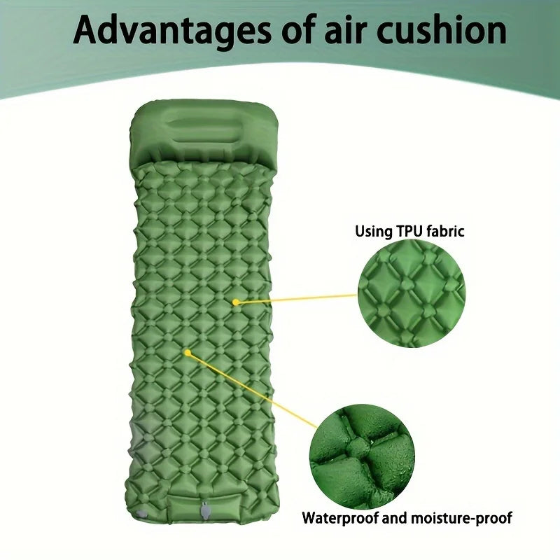 Ultralight Inflatable Camping Mattress with Built-In Pump &amp; Pillows – Ideal for Hiking