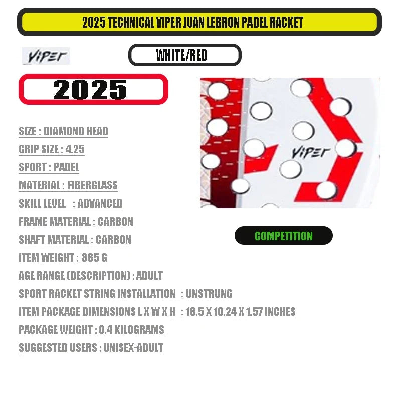 Professional-Grade Padel Tennis Racket | Lightweight Carbon Fiber Frame with Soft EVA Face