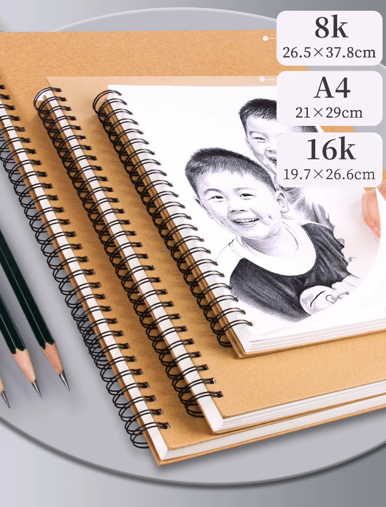 Professional Sketchbook - 160 GSM Thick Paper Spiral Notebook for Watercolor and Drawing