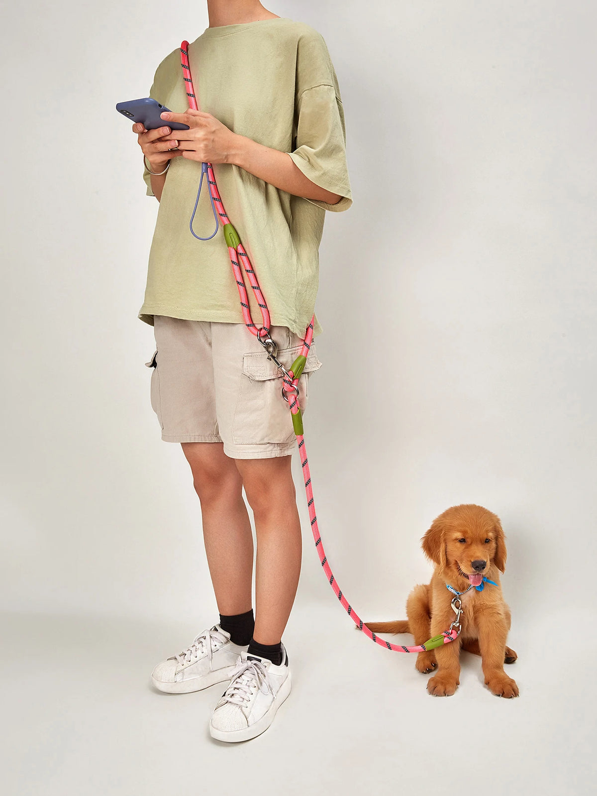 Reflective Nylon Dog Leash – Hands-Free Traction Rope for Walking &amp; Running