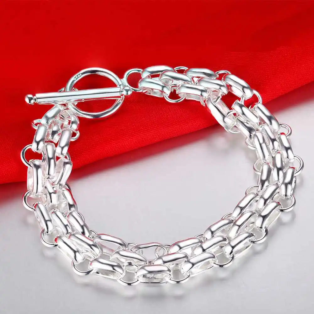 925 Sterling Silver Heart Bracelet for Women and Men, High-Quality Romance Chain Fashion Jewelry for Engagement, Party and Wedding Gift
