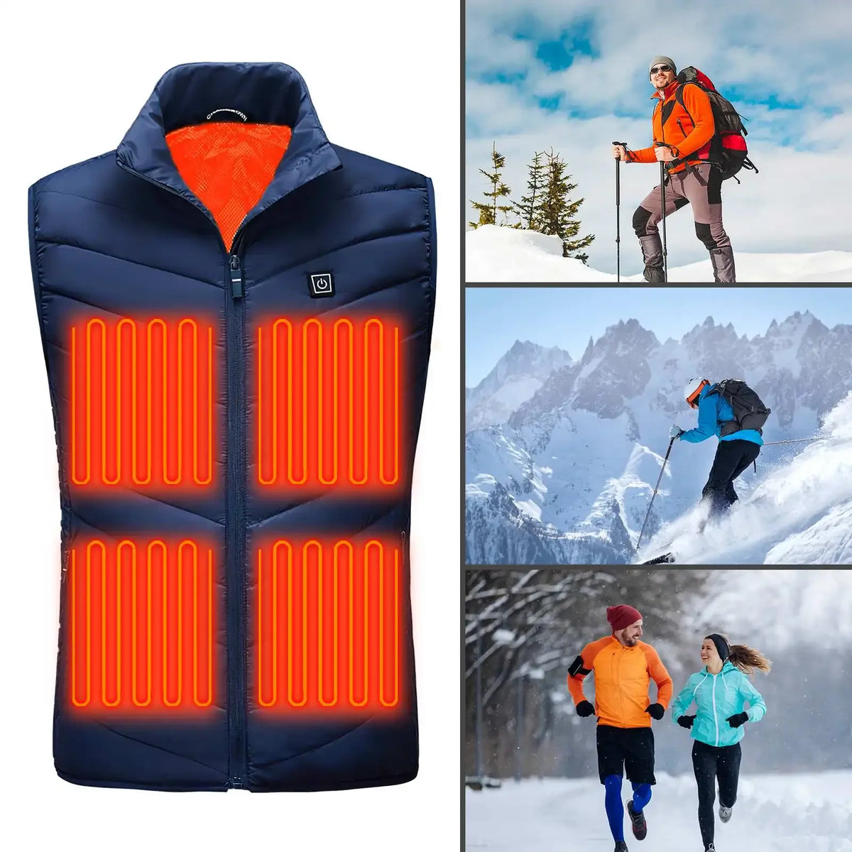 Heated Vest Zones Washable Electric Heated Jackets Men Women Sportswear Heated Coat Graphene Heat Coat USB Heating Jacket