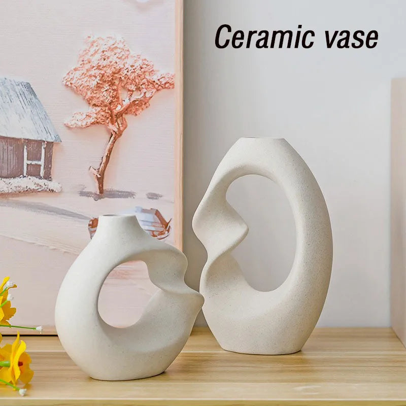 Art Deco Floral Arrangement: Creative Ceramic Vase for Home Tabletop Decoration