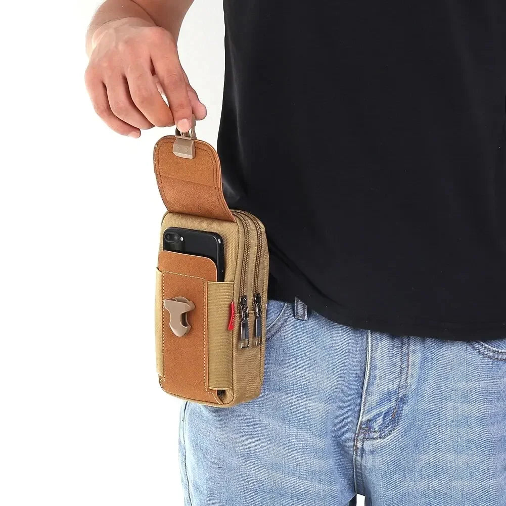 Unisex Tactical Belt Pouch - Mobile Phone Holster &amp; Card Holder Waist Bag