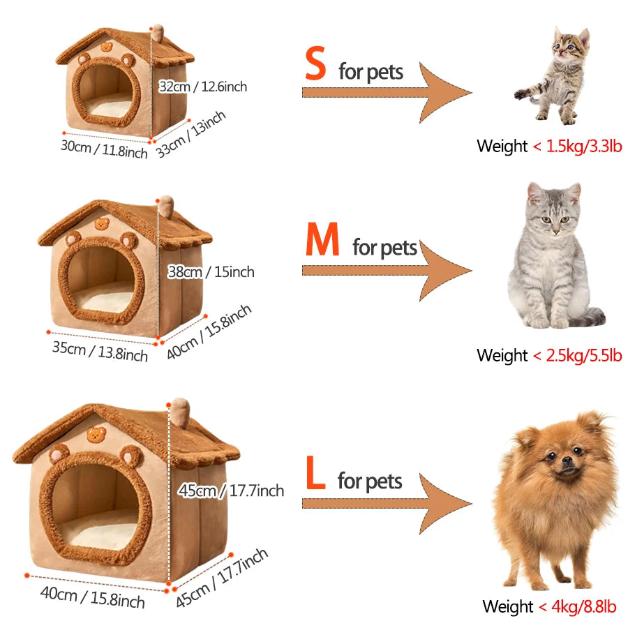 Foldable Pet House: Washable Cat Cave Sofa for Small Dogs and Medium Cats