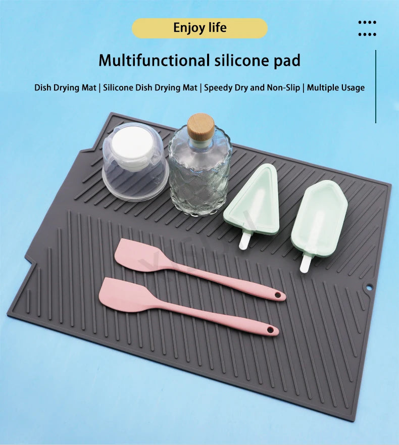 Silicone Draining Board Mat: Eco-Friendly Folding Dish Drying Mat, Large Drain Pad, and Heat-Resistant Drainer for Pots