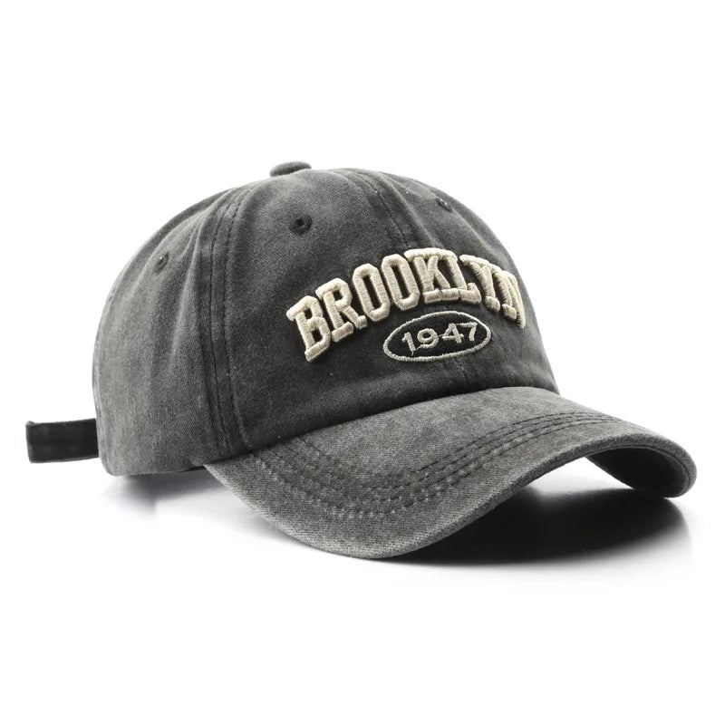 Retro Brooklyn Embroidered Baseball Cap – Adjustable Cotton Hat for Men &amp; Women, Hip Hop Streetwear Style