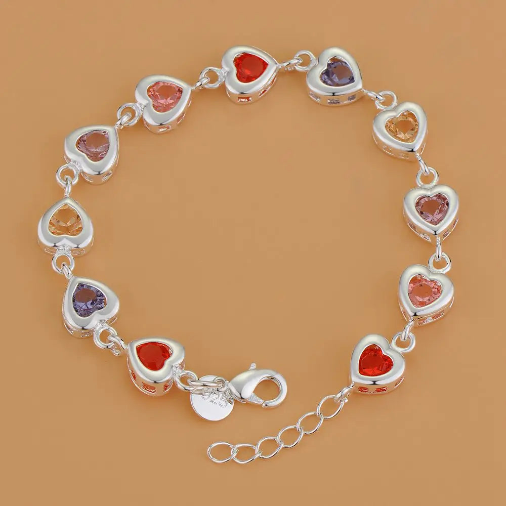 925 Sterling Silver Heart Bracelet for Women and Men, High-Quality Romance Chain Fashion Jewelry for Engagement, Party and Wedding Gift