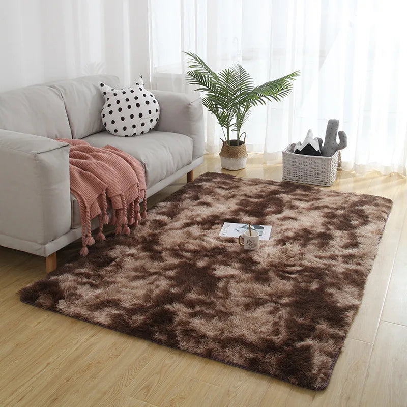 Gray Plush Carpet for Living Room: Soft Velvet Rug and Fluffy Anti-Slip Mat for Bedroom and Kids&#39; Room Home Decor