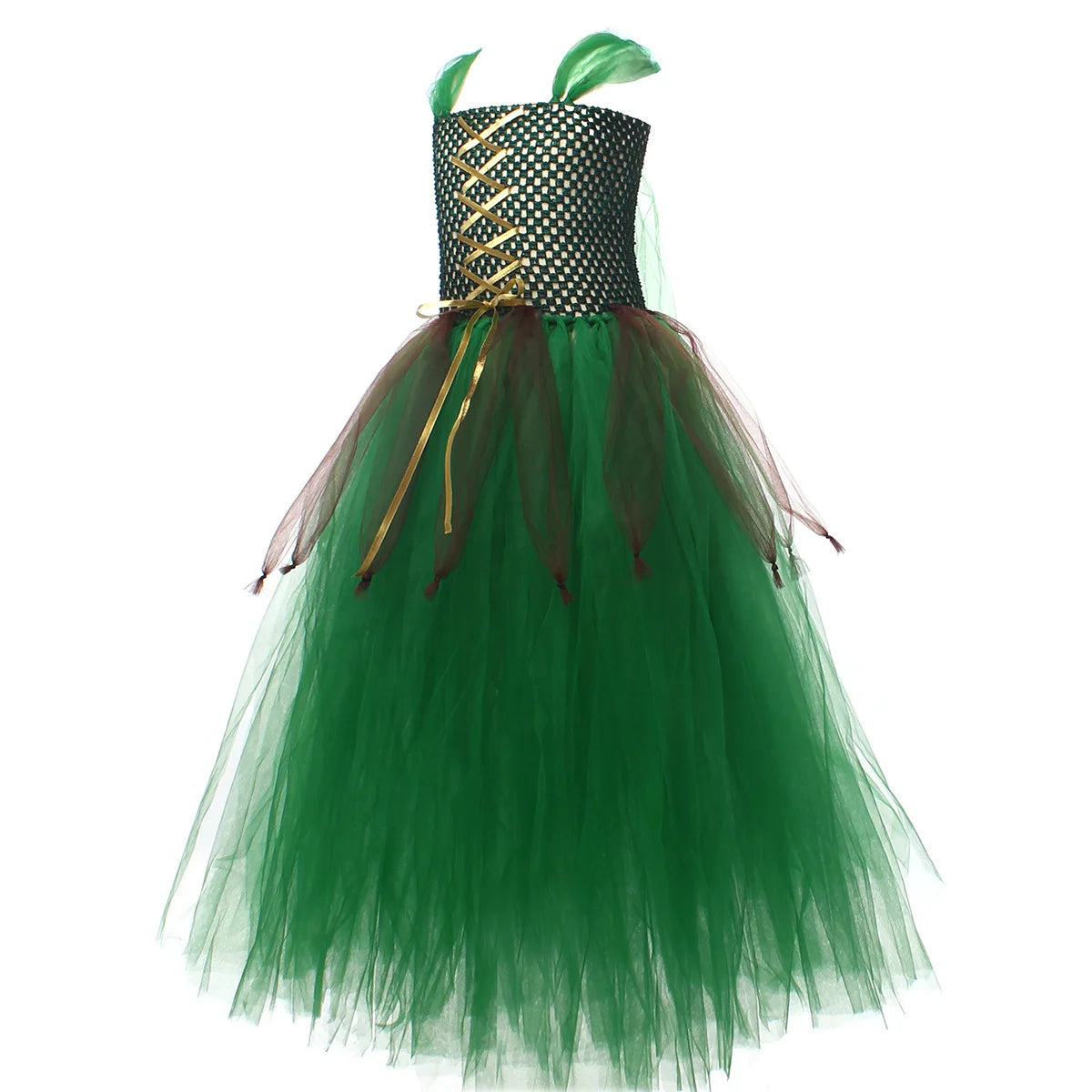 Kids Forest Elf Dress-Up Costume – Green Princess Outfit with Ears for Girls, Perfect for Stage Performance and Halloween