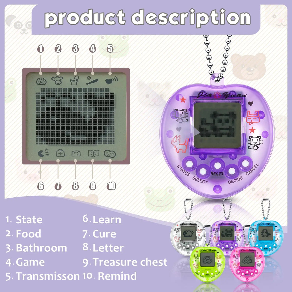 Kids Electronic Pets Game – Tamagotchi Handheld Game Console in Russian