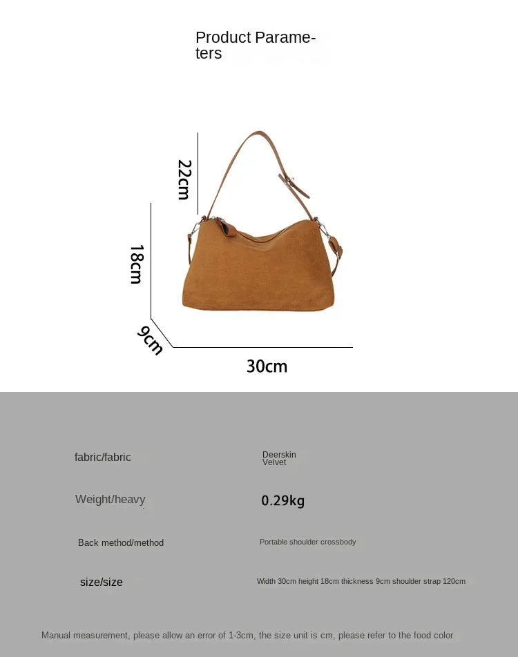 Suede Zipper Shoulder Bags - Fashionable Versatile Pillow Crossbody Bags for Women