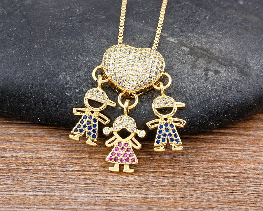 Nidin Luxury Crystal Zircon Heart Pendant Necklace for Girls and Boys, Romantic Inlaid Design Fashion