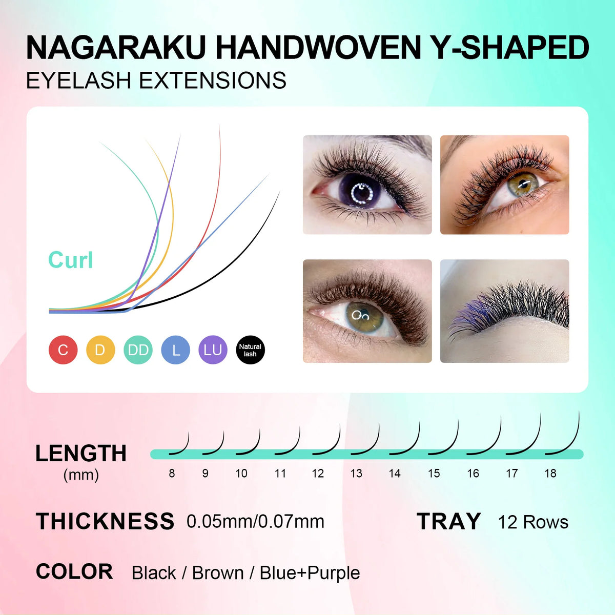 NAGARAKU YY Shape Double/Three Split Tips Triple Top  Interlaced Root Eyelash Extensions Eyelashes