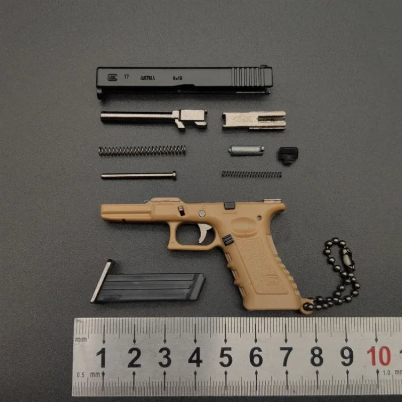 1:3 Scale Glock G17 Mini Pistol Model: Metal DIY Toy Keychain Pendant