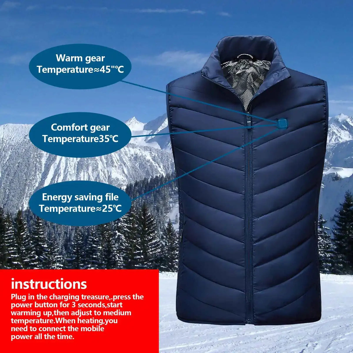 Heated Vest Zones Washable Electric Heated Jackets Men Women Sportswear Heated Coat Graphene Heat Coat USB Heating Jacket