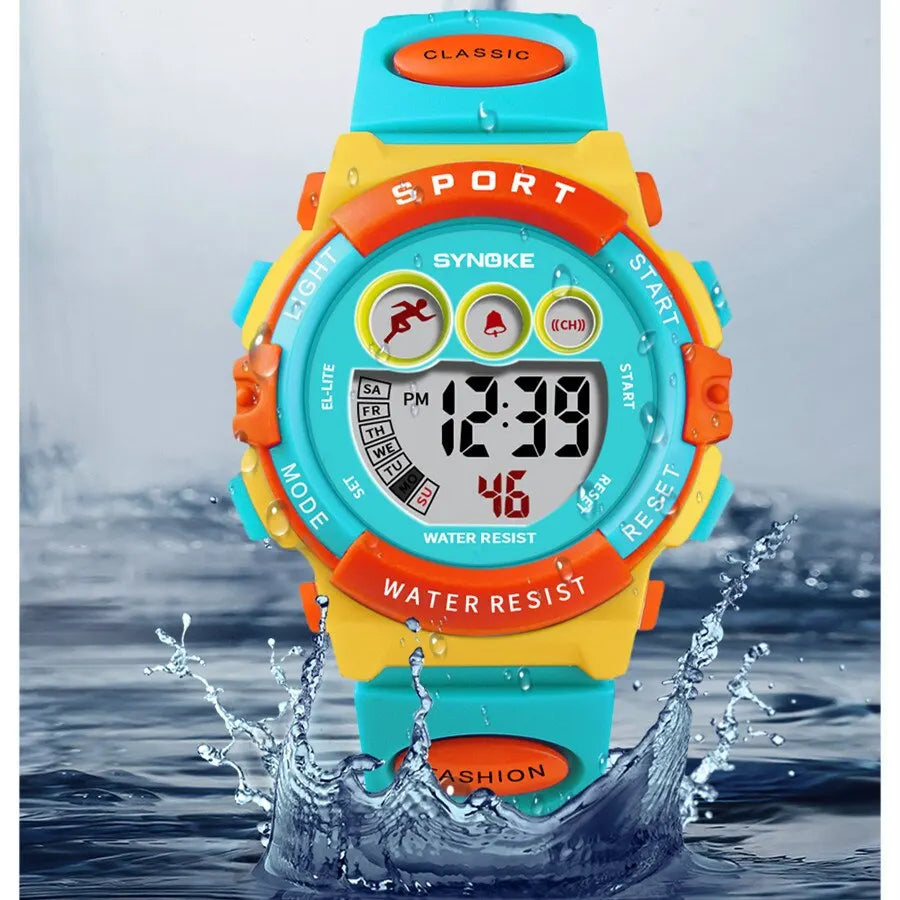 Kids Digital Sport Watch – Colorful Waterproof Electronic Watch for Boys &amp; Girls