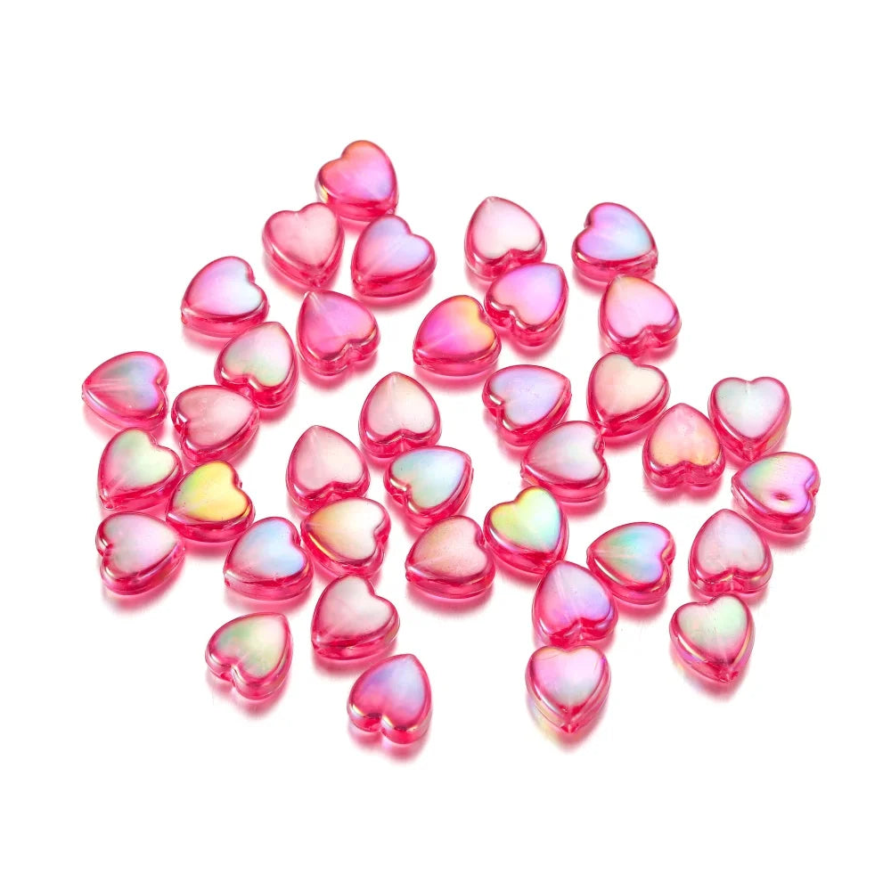 100PCS 9mm Colorful Heart Acrylic Spacer Beads – Perfect for DIY Jewelry Making, Necklaces, and Bracelets