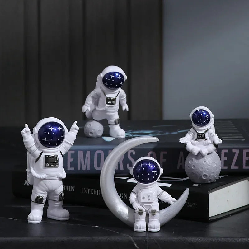 4pcs Astronaut Figurine Set: Spaceman Sculpture for Home Decoration and Kids&#39; Educational Gift