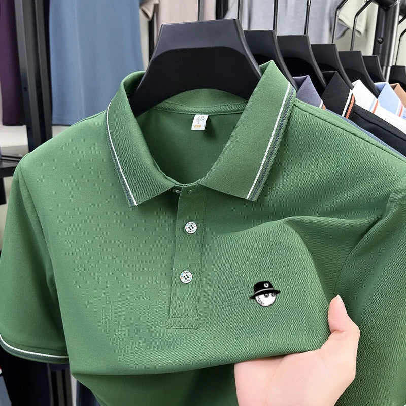 Men's Luxury Printed Polo Shirt, Breathable Short Sleeve Business Casual Tee, Premium Summer Fashion Top