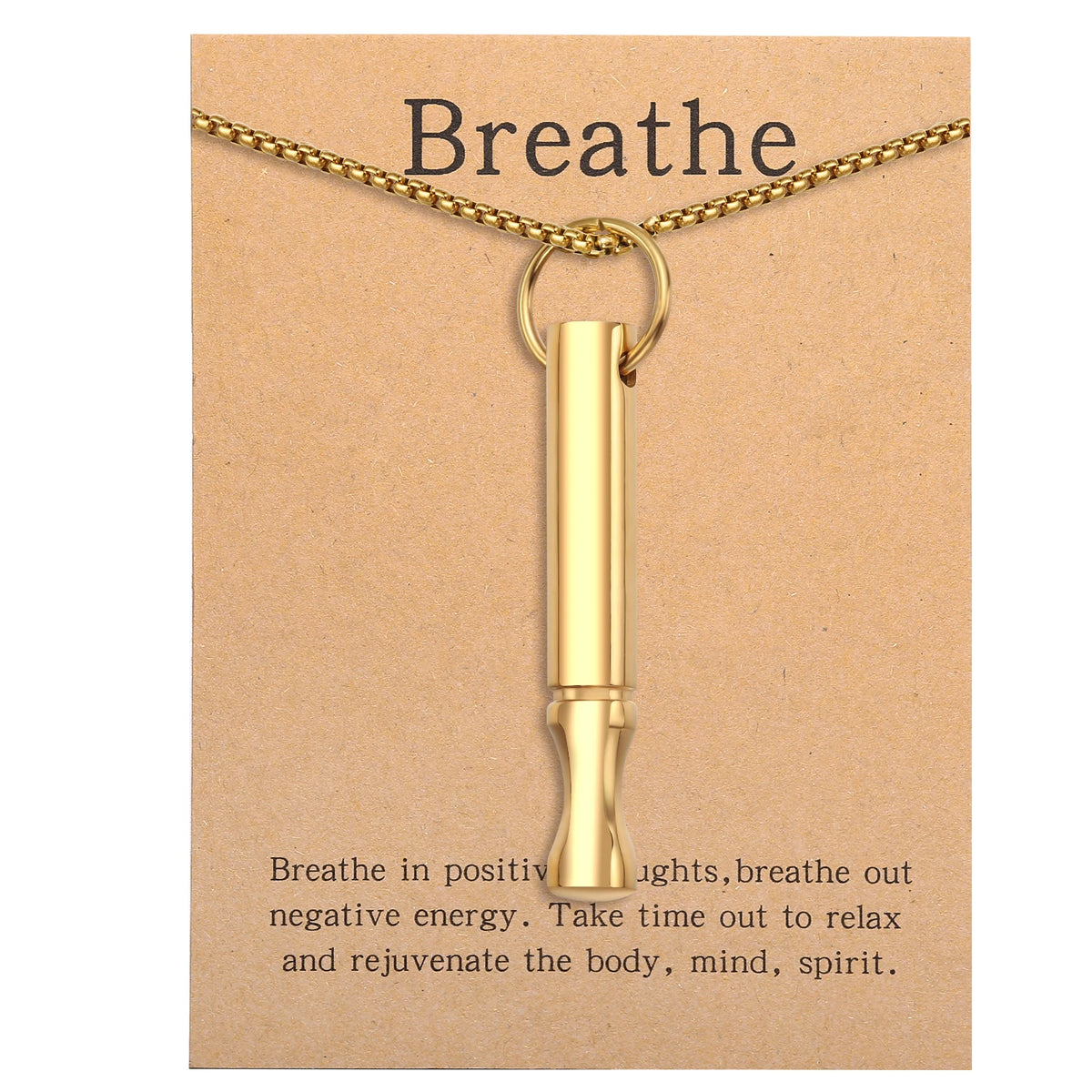 Mindfulness Breathing Necklace – Stainless Steel Stress Relief Pendant for Women and Men, Ideal for Anxiety Management