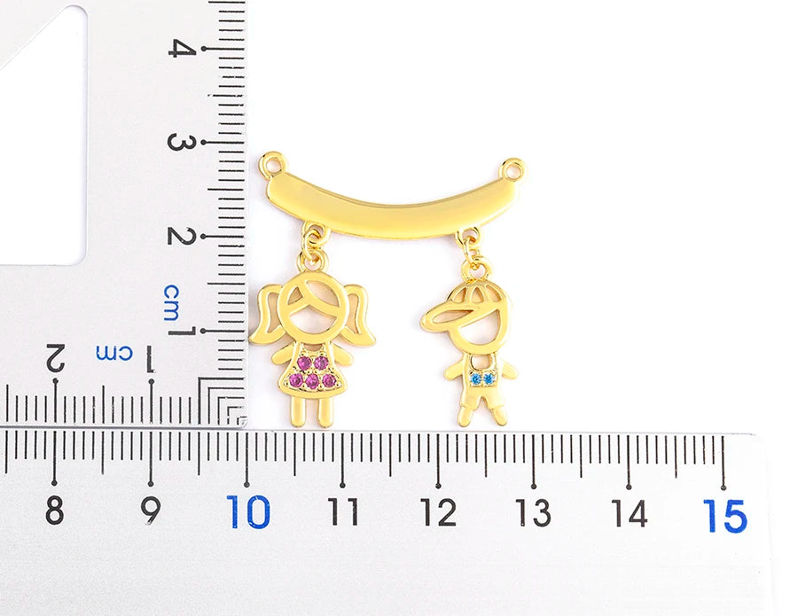 Nidin Gold-Plated Mom and Daughter Pendant Necklace with Cubic Zirconia, Elegant Mother's Day Jewelry Gift
