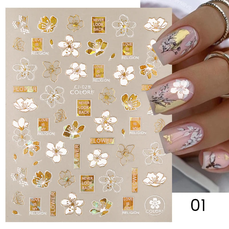 Succulent Plants 3D Nail Sticker - Spring Floral DIY Decoration