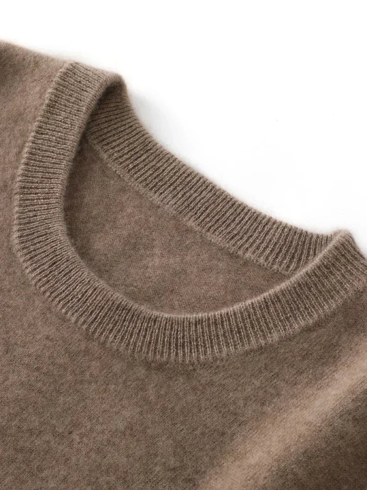 Men&#39;s 100% Wool Pullover Sweater - O-Neck Long Sleeve Knitwear