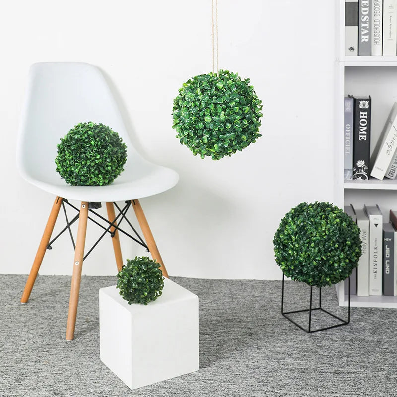 Artificial Green Plant Grass Ball - Simulated Boxwood Decoration for Home and Garden