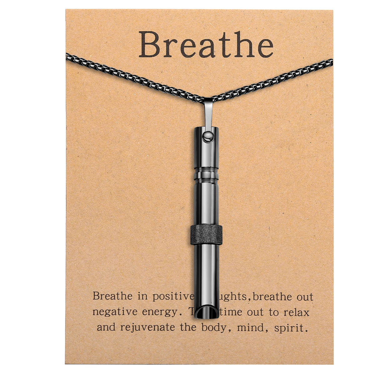 Mindfulness Breathing Necklace – Stainless Steel Stress Relief Pendant for Women and Men, Ideal for Anxiety Management