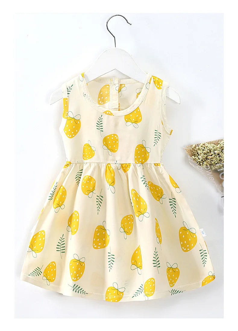 Cotton Summer Dress for Girls – Sleeveless Floral Princess Party Outfit, Perfect Kids Clothing