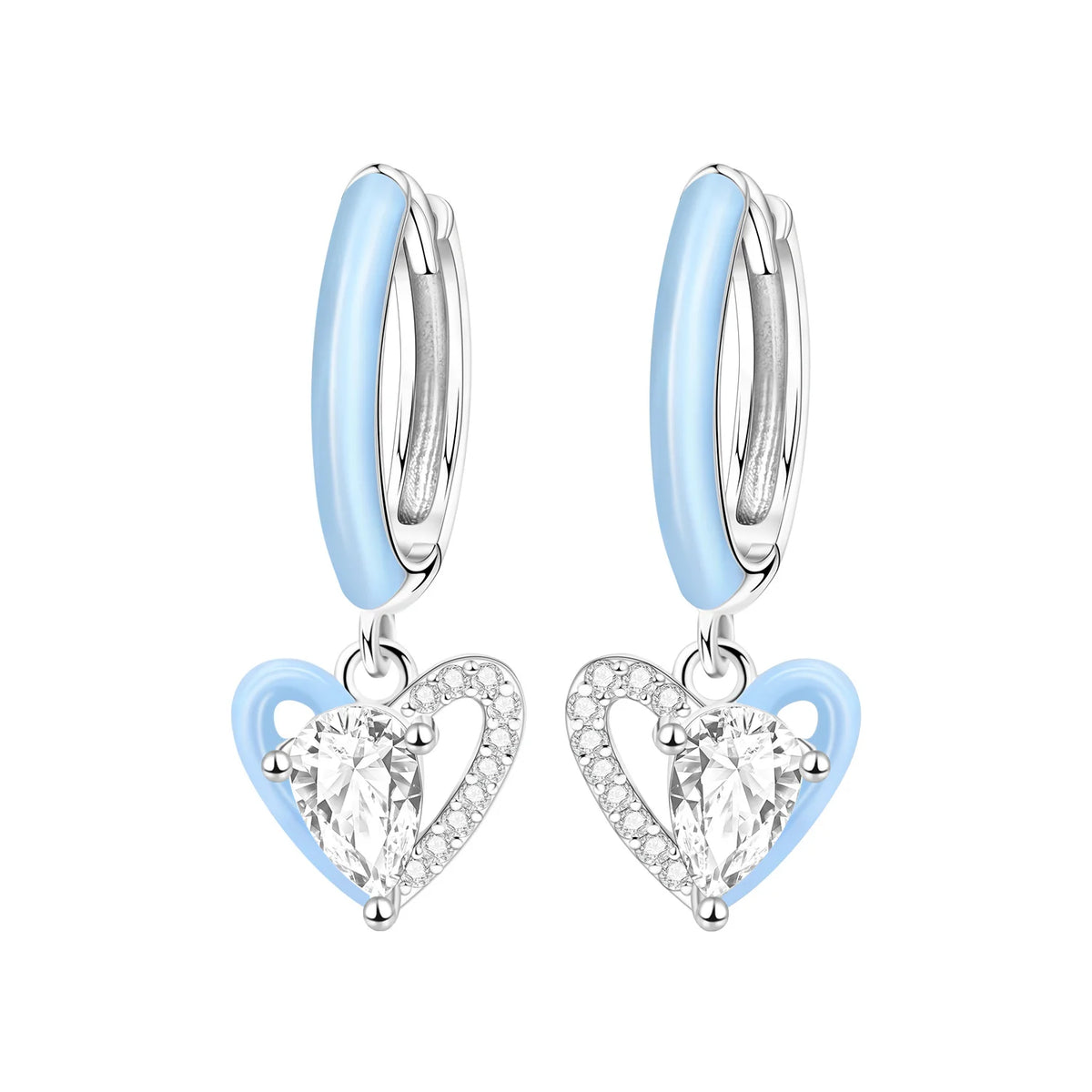 Original 925 Sterling Silver Pink Paw Print Earrings with Zircon, Heart Flower and Leaf Design, Elegant Women's Party Jewelry Gift